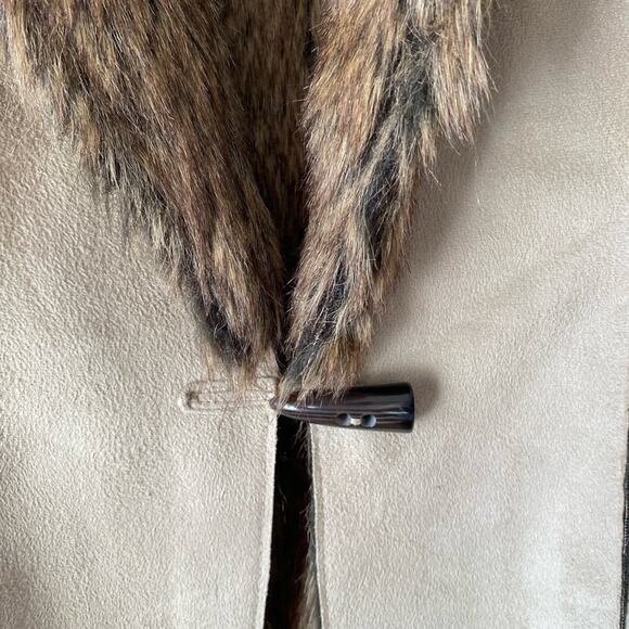 Penny Lane Faux Suede & Fur Vest SZ S Sleeveless Brown & Tan Y2K Retro Boho 90s - Picture 3 of 8